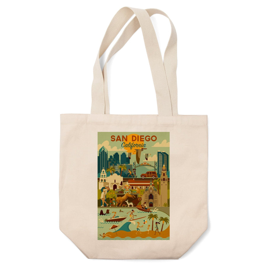 San Diego, California, Geometric, Tote Bag Totes Lantern Press 