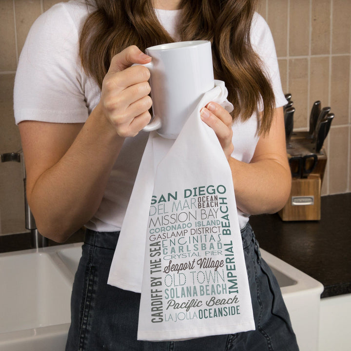 San Diego, California, Green Typography, Jigsaw Puzzle Kitchen Lantern Press 