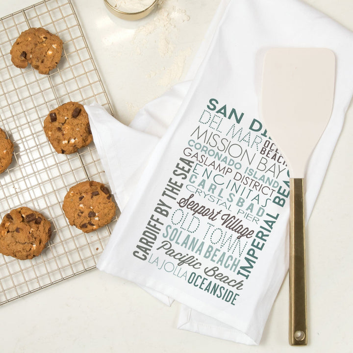 San Diego, California, Green Typography, Jigsaw Puzzle Kitchen Lantern Press 