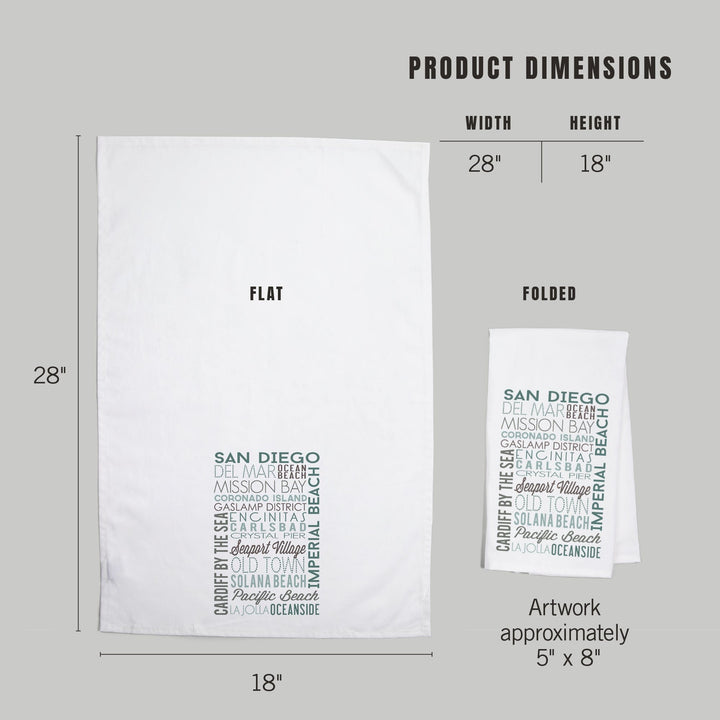 San Diego, California, Green Typography, Jigsaw Puzzle Kitchen Lantern Press 