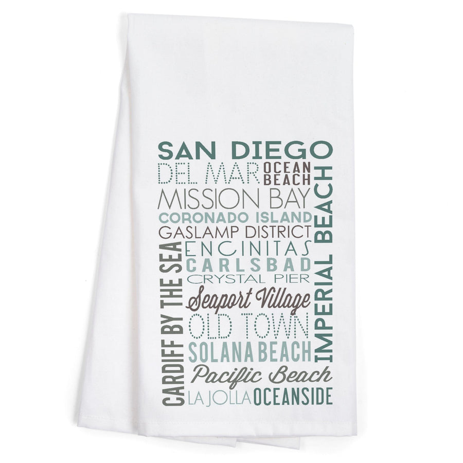 San Diego, California, Green Typography, Jigsaw Puzzle Kitchen Lantern Press 