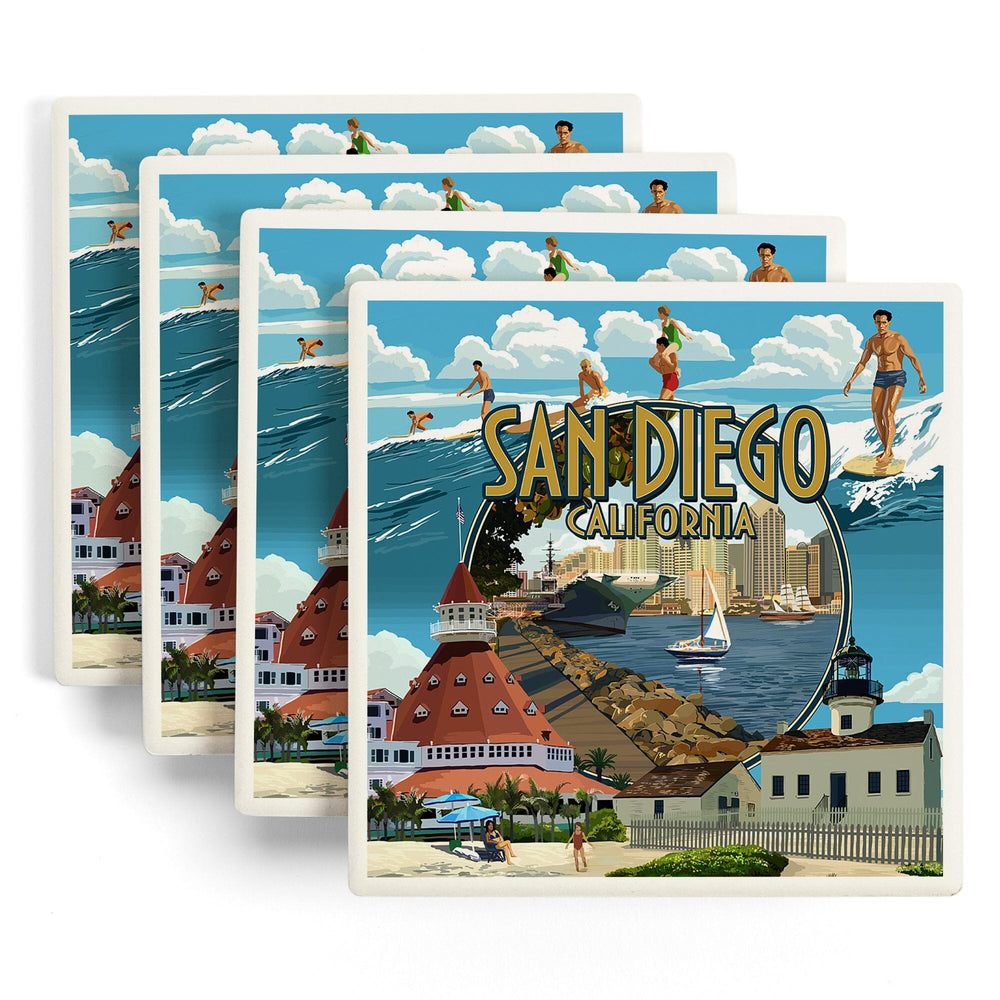 San Diego, California, Montage, Coasters Coasters Lantern Press 