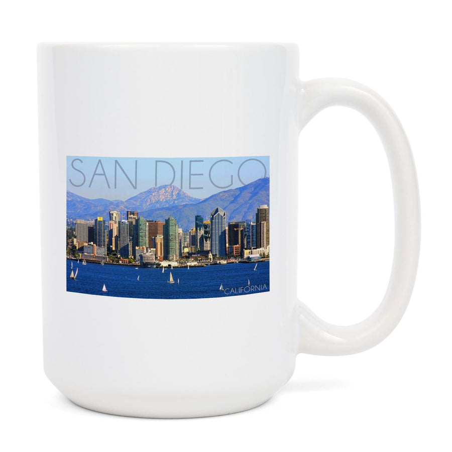 San Diego, California, Mountains and Sailboats, Ceramic Mug Mugs Lantern Press 