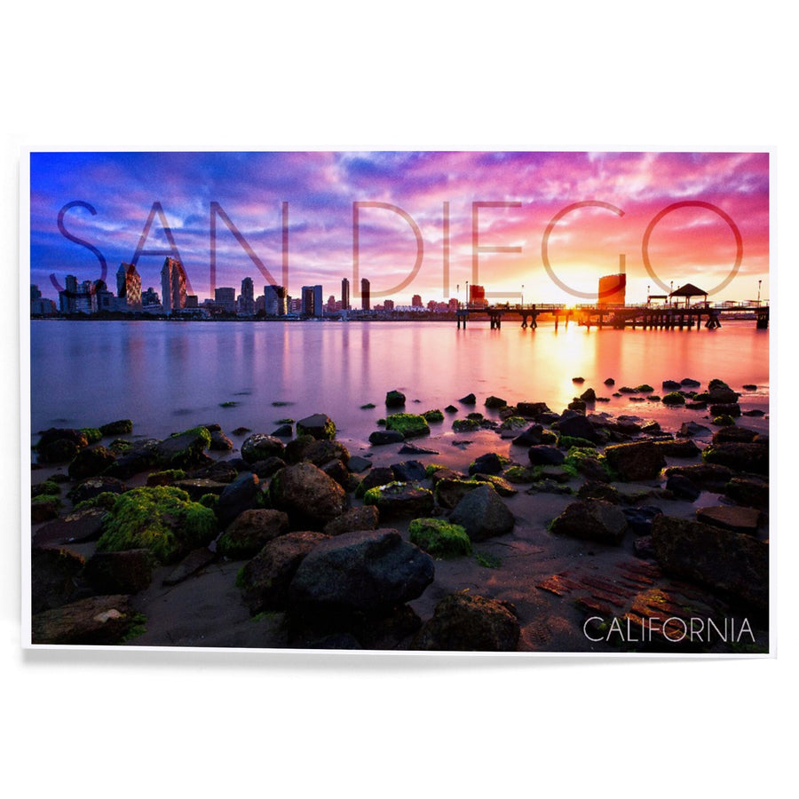 San Diego, California, Ocean and Skyline at Sunset, Art & Giclee Prints Art Lantern Press 