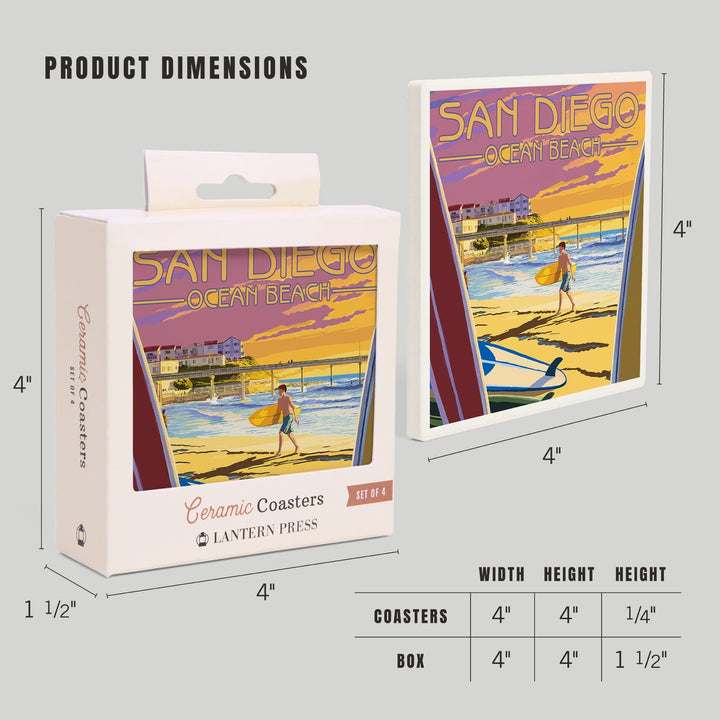 San Diego, California, Ocean Beach, Coasters Coasters Lantern Press 