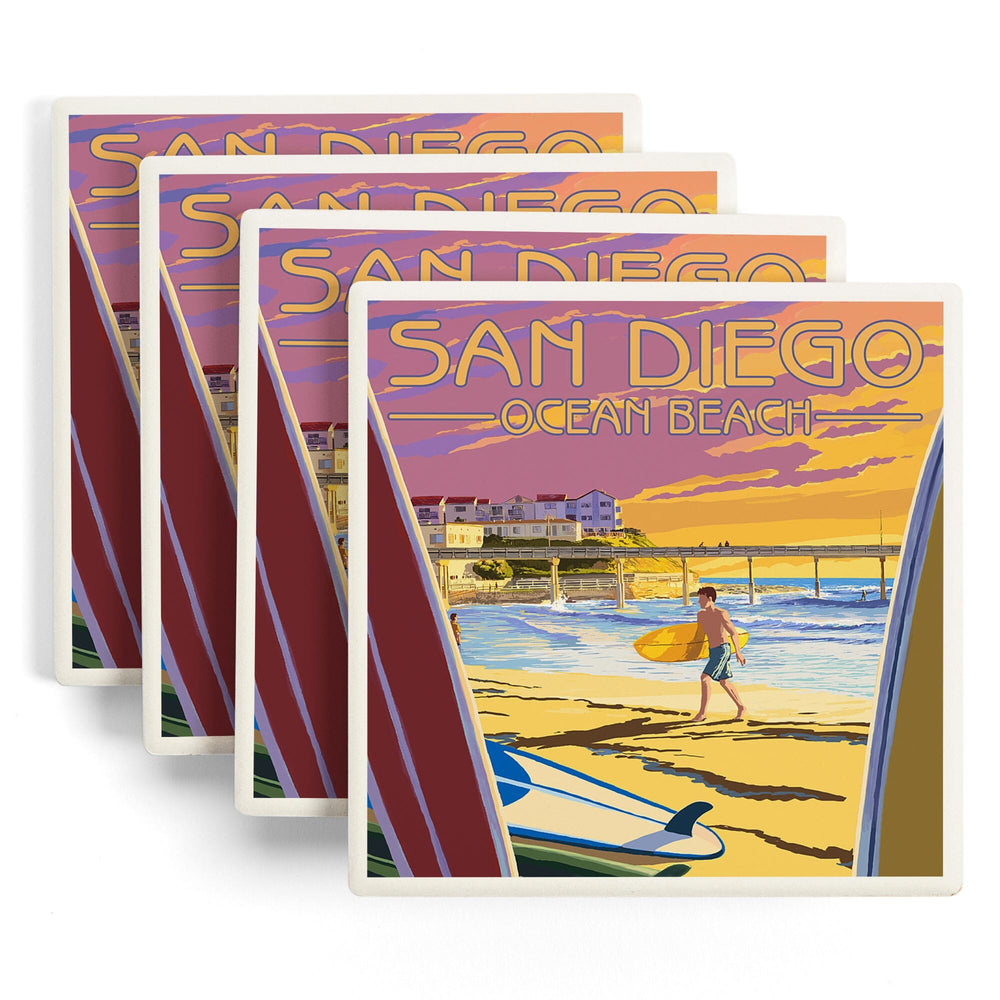 San Diego, California, Ocean Beach, Coasters Coasters Lantern Press 