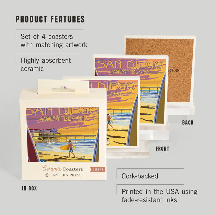San Diego, California, Ocean Beach, Coasters Coasters Lantern Press 