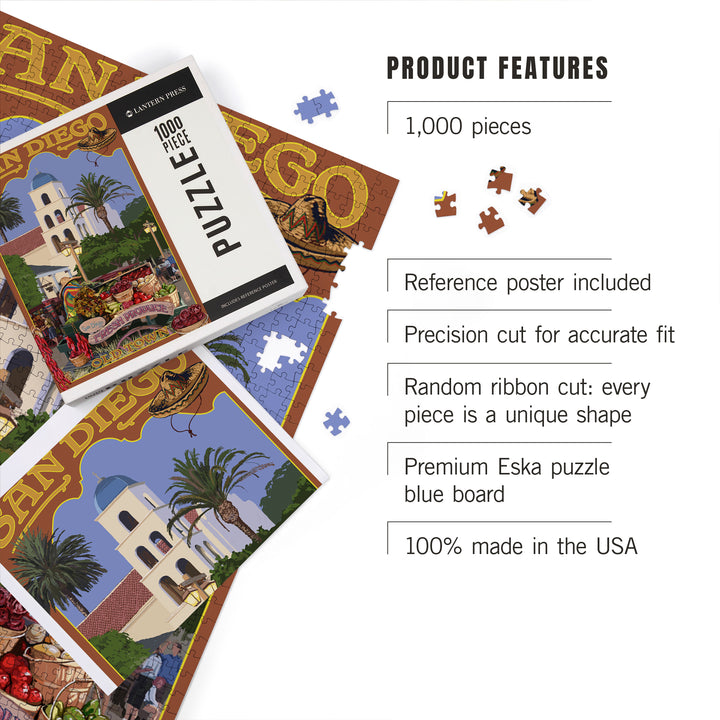 San Diego, California, Old Town, Jigsaw Puzzle Puzzle Lantern Press 