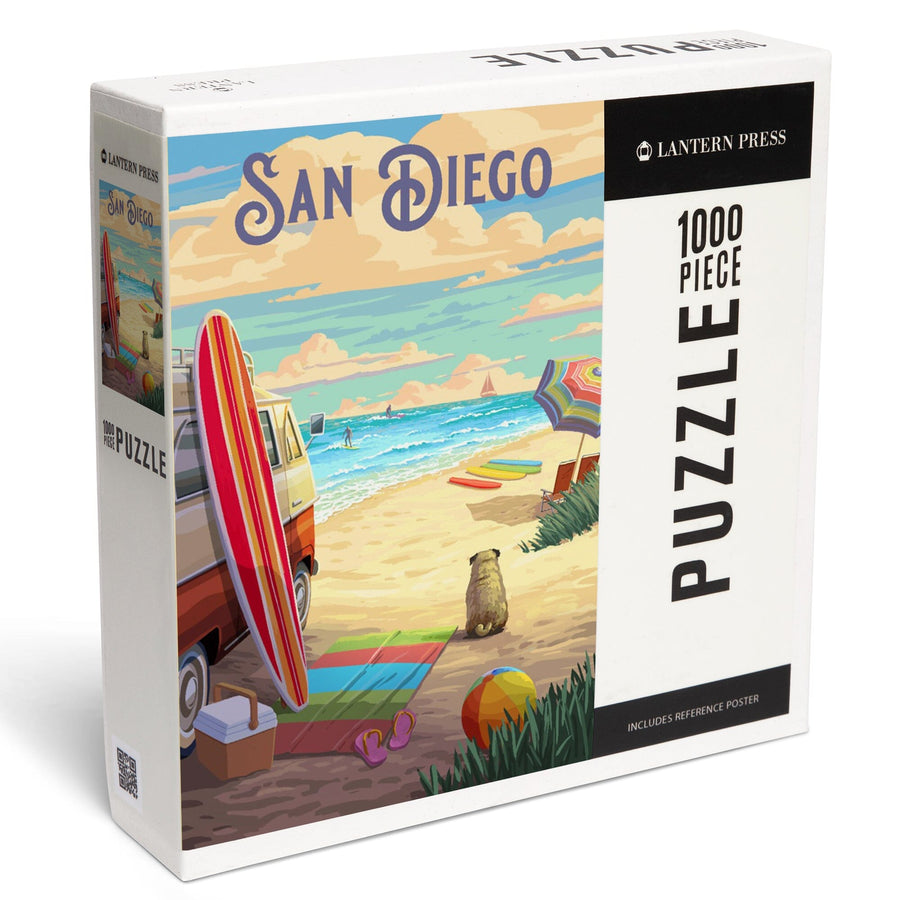 San Diego, California, Painterly, Beach Activities, Jigsaw Puzzle Puzzle Lantern Press 