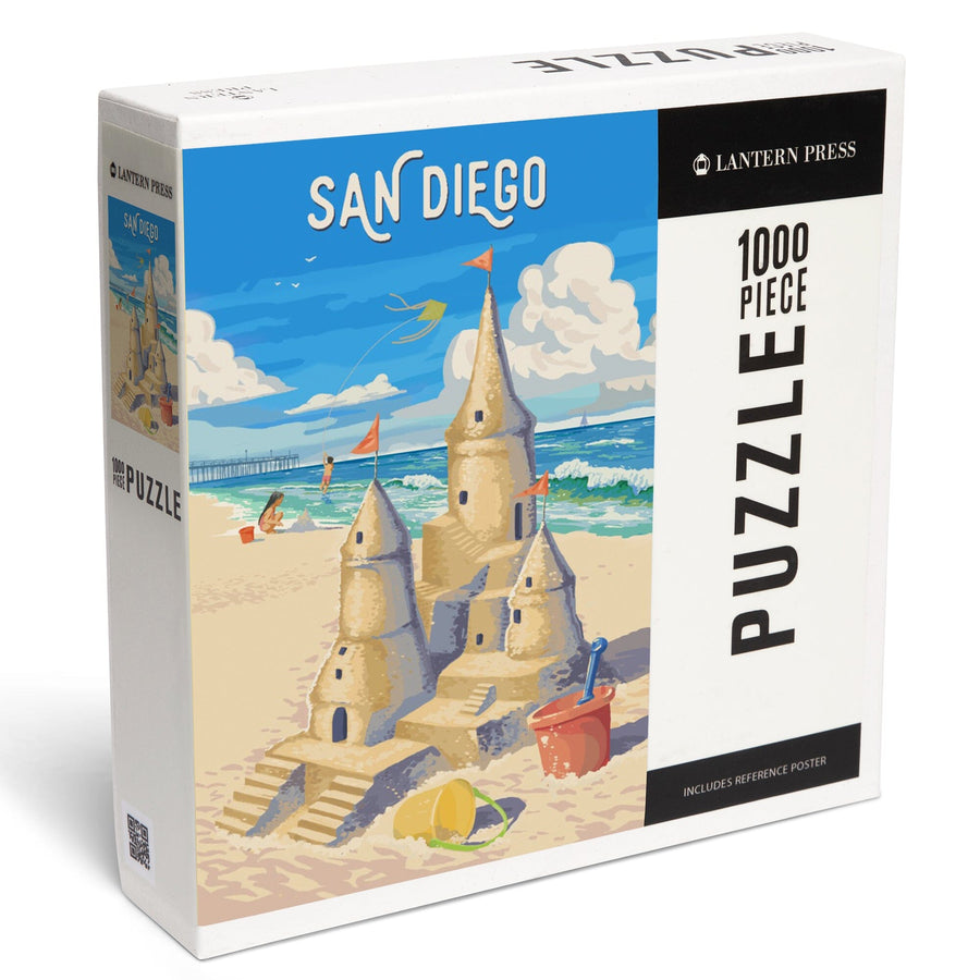 San Diego, California, Painterly, Soak Up Summer, Sand Castle, Jigsaw Puzzle Puzzle Lantern Press 