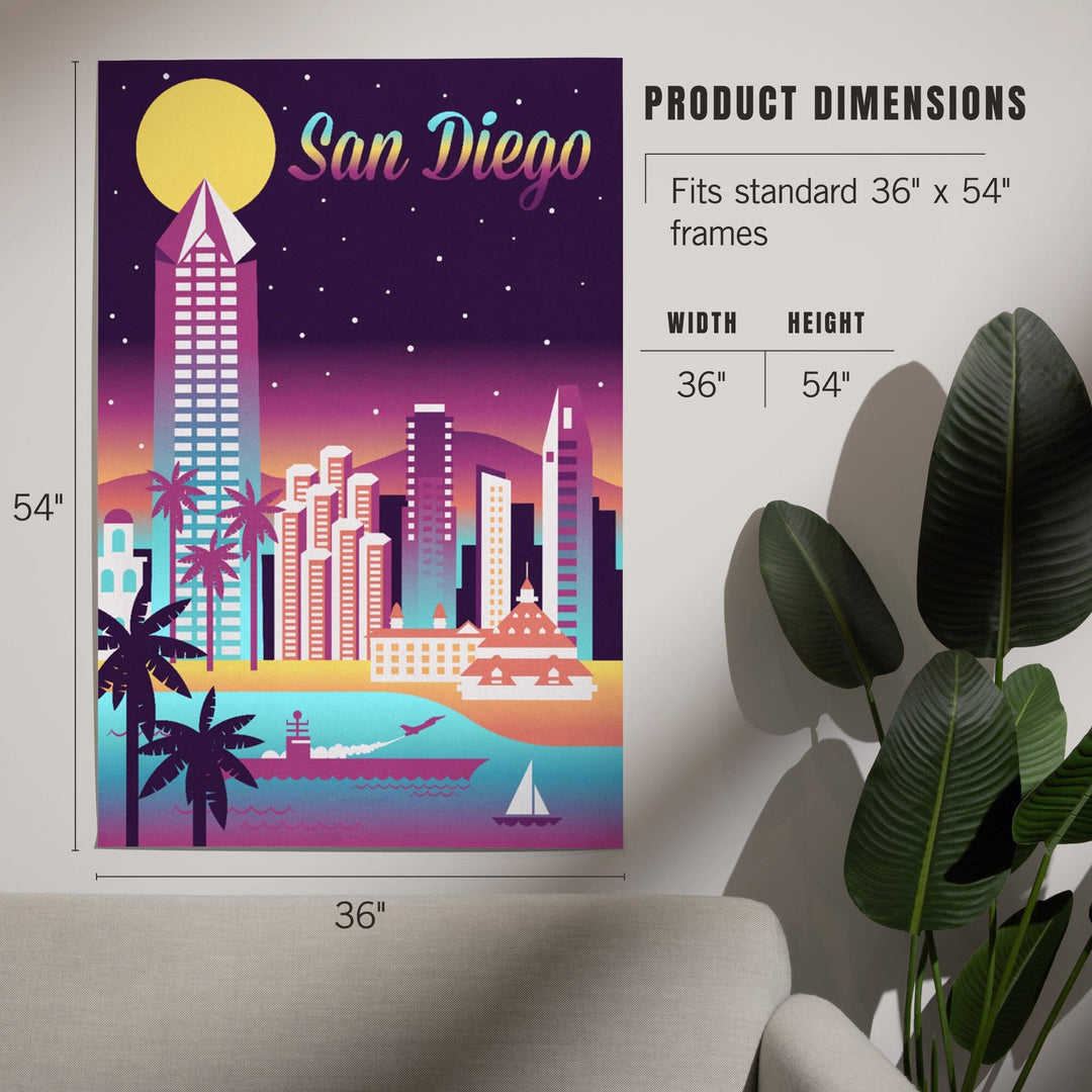 San Diego, California, Retro Skyline Chromatic Series, Art & Giclee Prints Art Lantern Press 