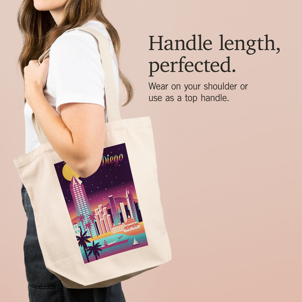 San Diego, California, Retro Skyline Chromatic Series, Tote Bag Totes Lantern Press 
