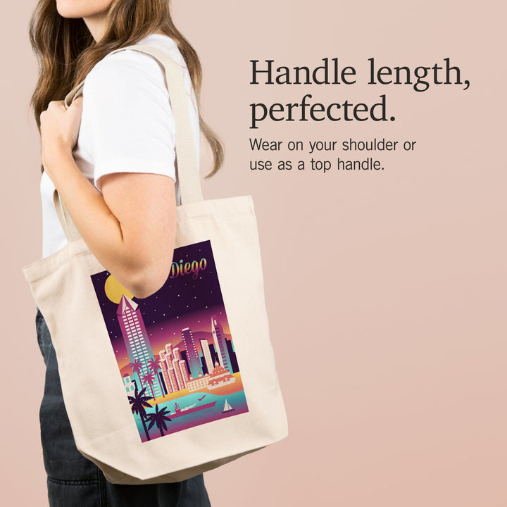 San Diego, California, Retro Skyline Chromatic Series, Tote Bag Totes Lantern Press 