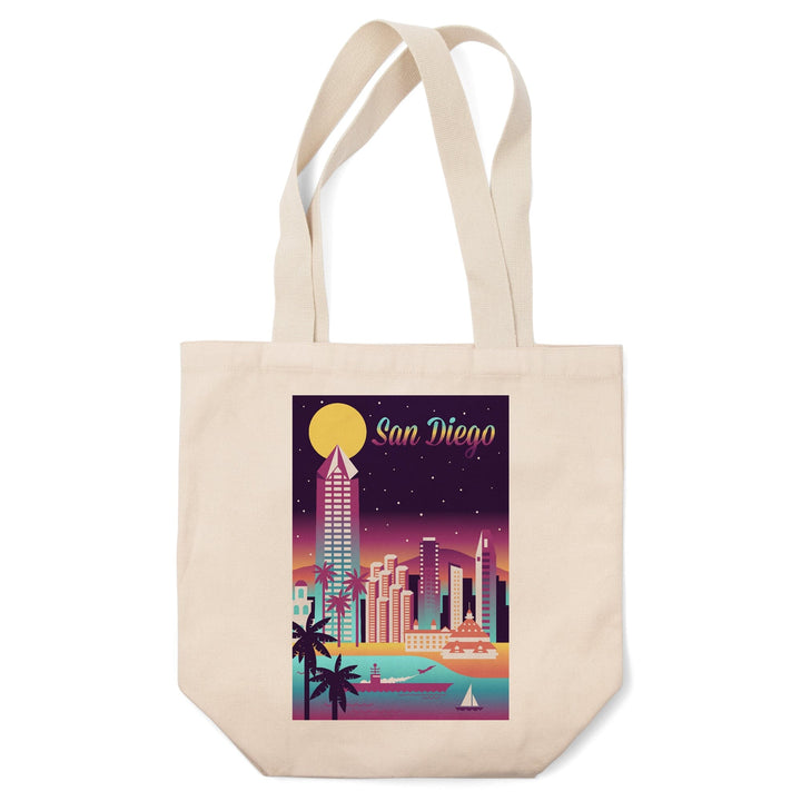San Diego, California, Retro Skyline Chromatic Series, Tote Bag Totes Lantern Press 