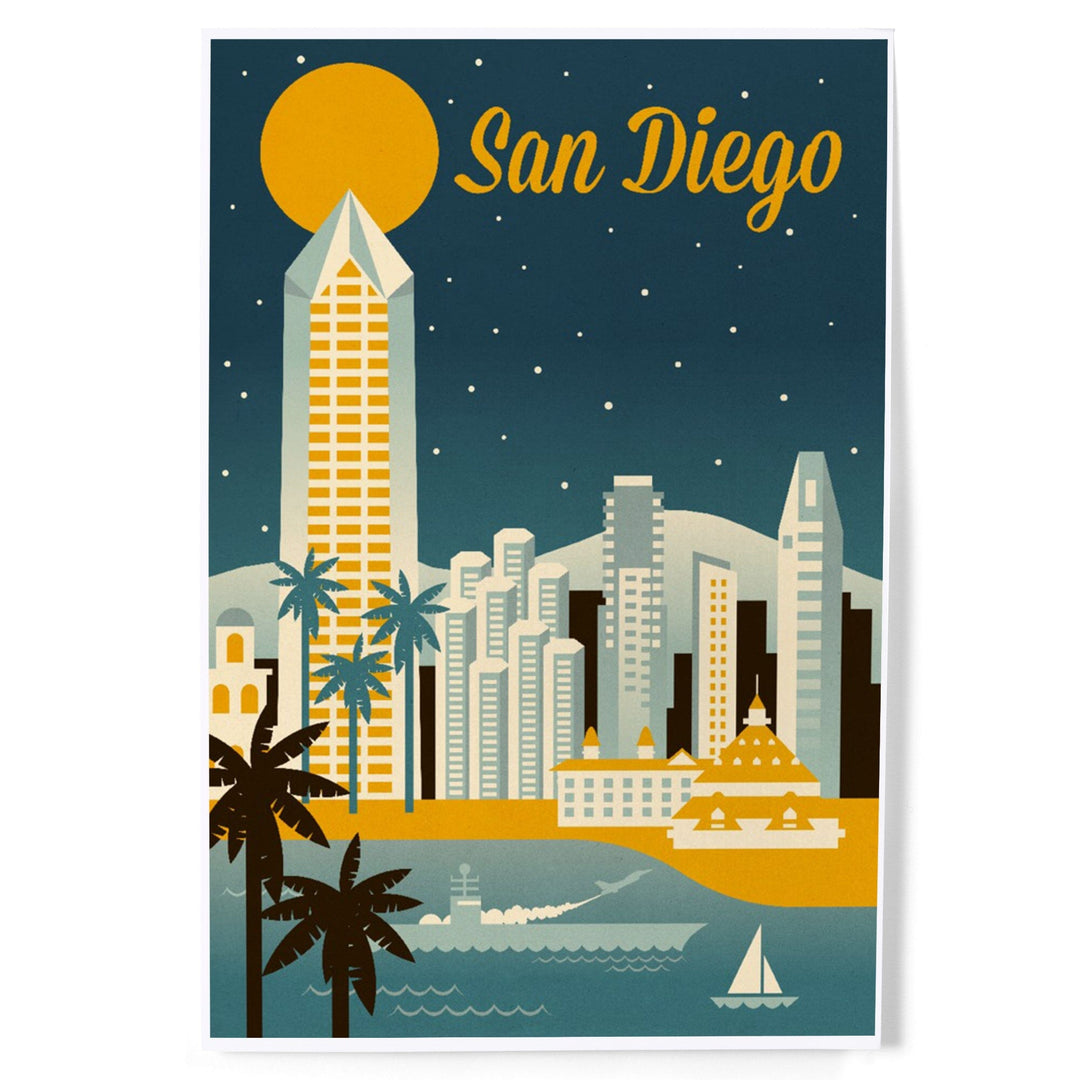 San Diego, California, Retro Skyline Series, Art & Giclee Prints Art Lantern Press 