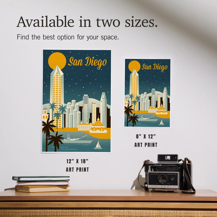 San Diego, California, Retro Skyline Series, Art & Giclee Prints Art Lantern Press 