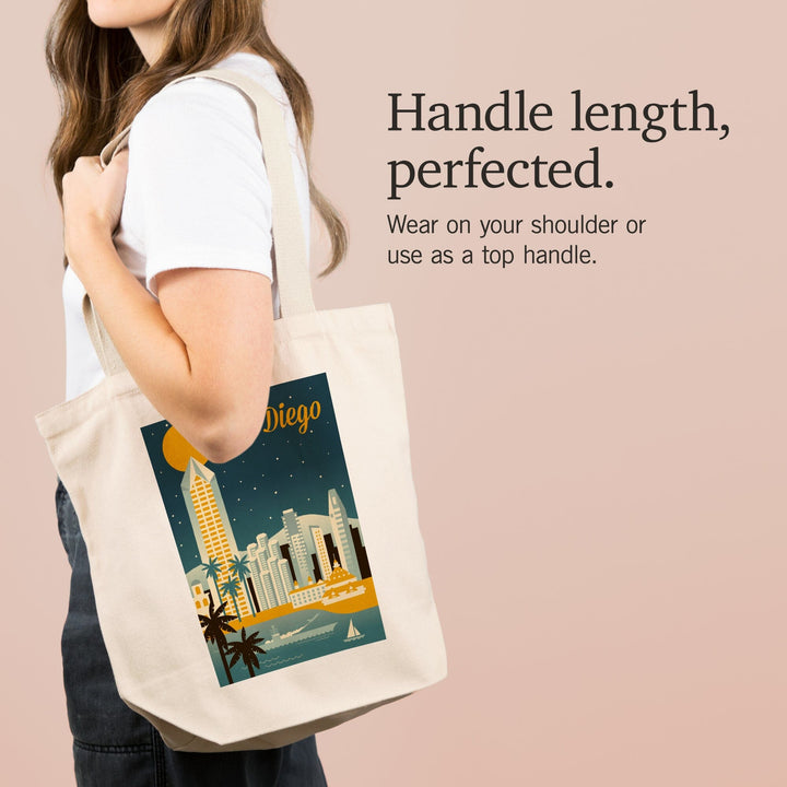 San Diego, California, Retro Skyline Series, Tote Bag Totes Lantern Press 
