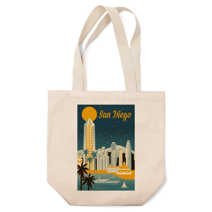 San Diego, California, Retro Skyline Series, Tote Bag Totes Lantern Press 
