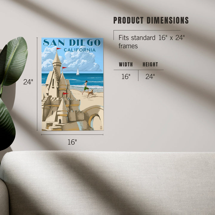 San Diego, California, Sandcastle, Art & Giclee Prints Art Lantern Press 