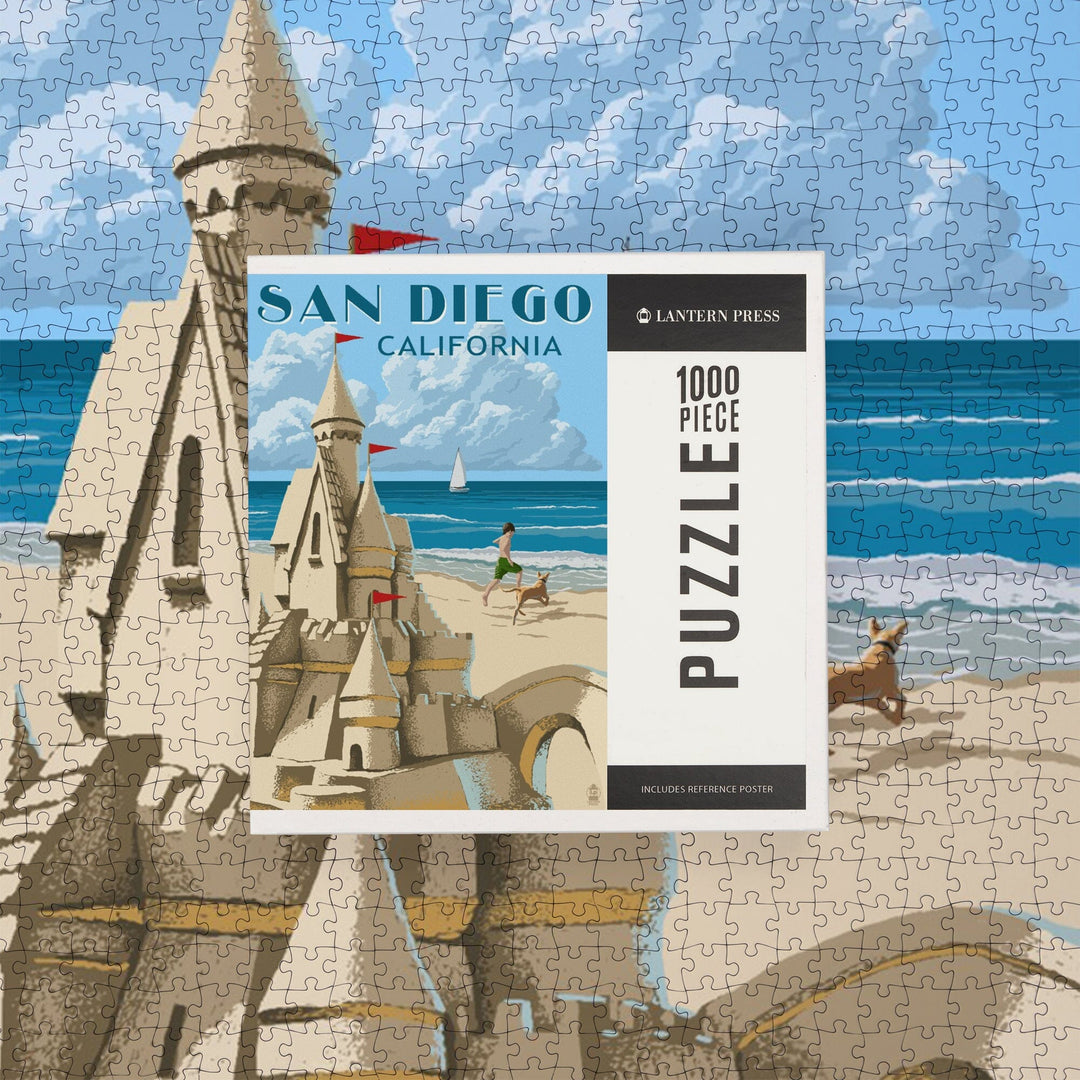 San Diego, California, Sandcastle, Jigsaw Puzzle Puzzle Lantern Press 