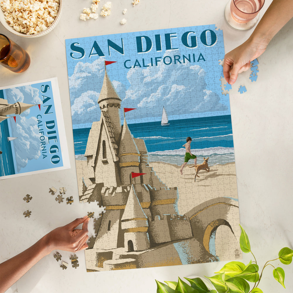 San Diego, California, Sandcastle, Jigsaw Puzzle Puzzle Lantern Press 