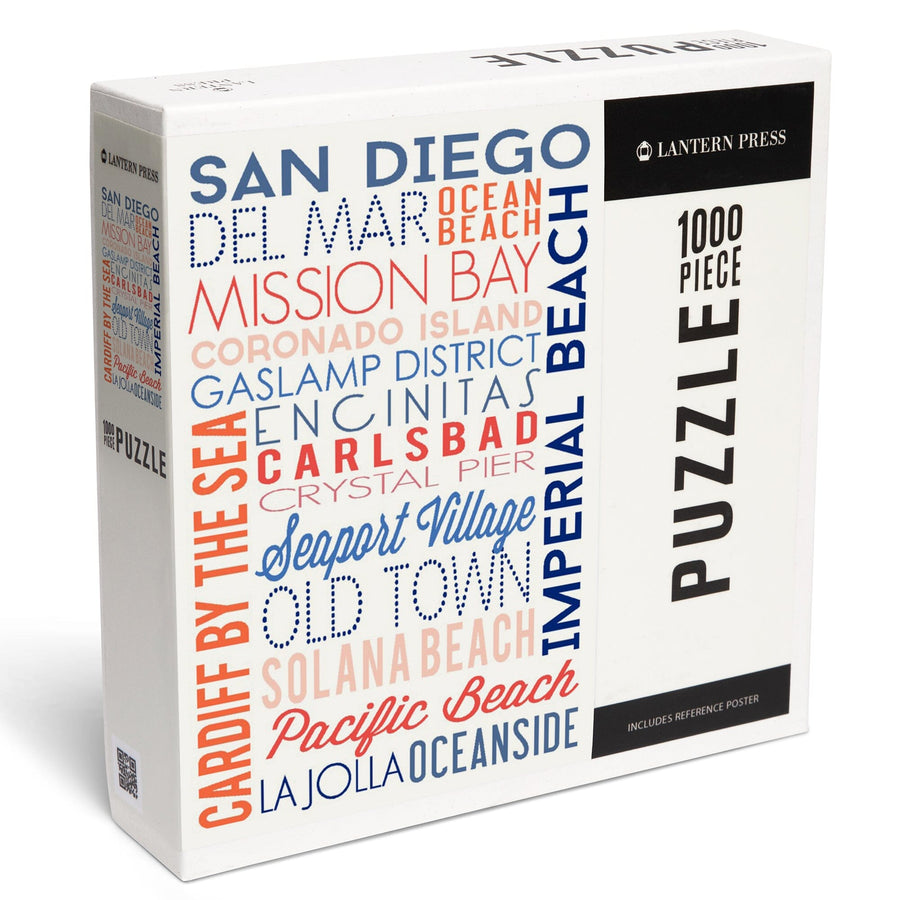 San Diego, California, Typography, Jigsaw Puzzle Puzzle Lantern Press 