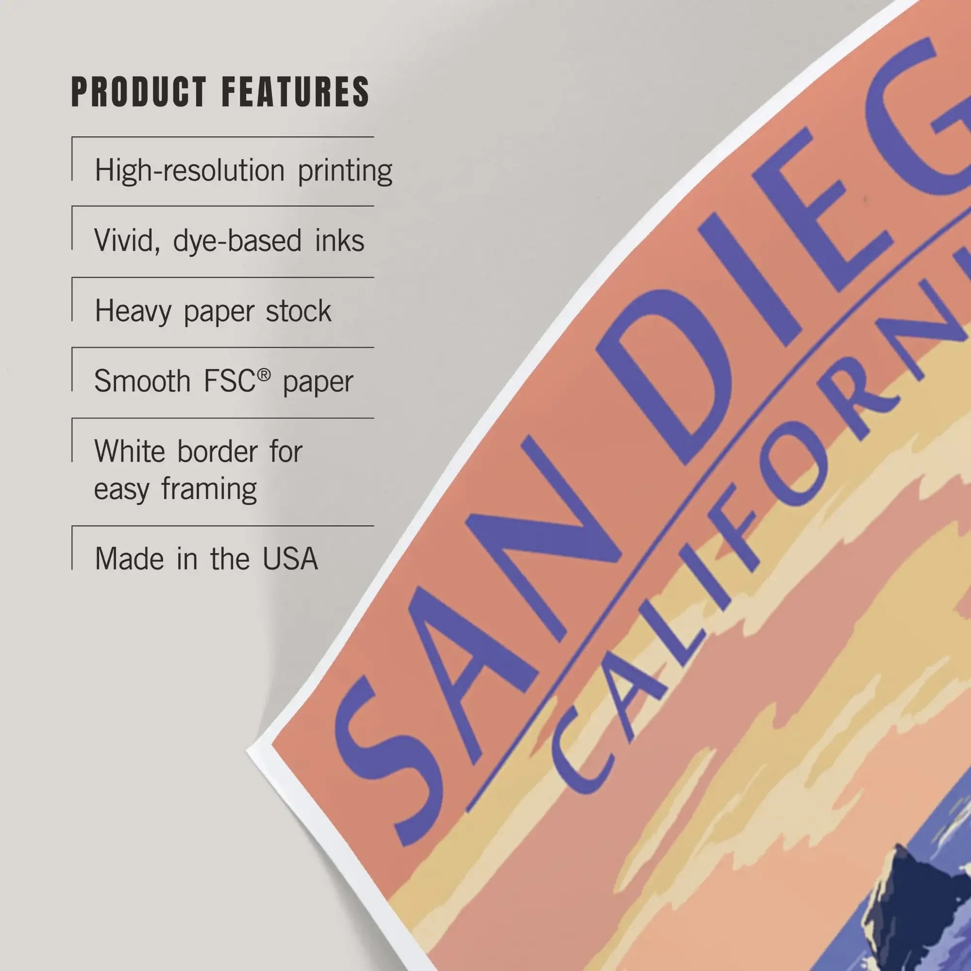 San Diego, California, Woody on Beach art prints, metal signs