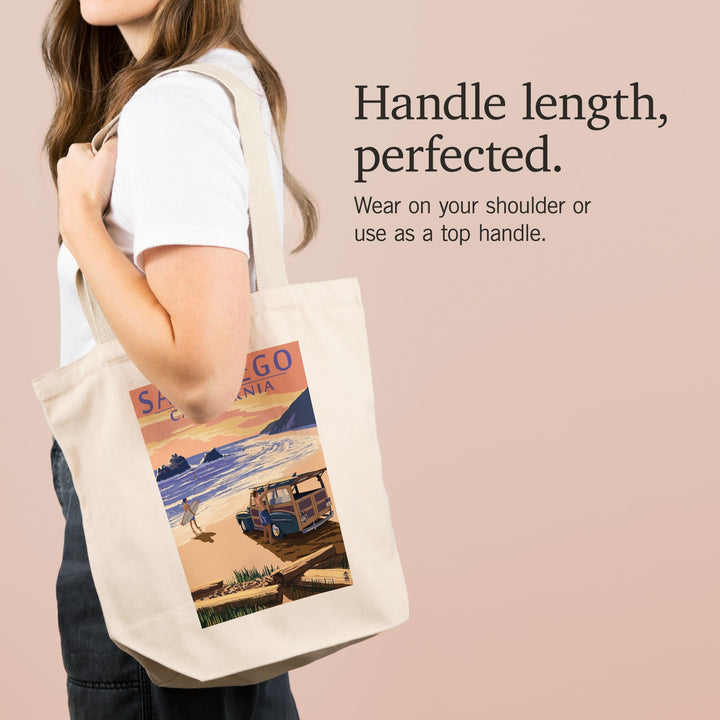 San Diego, California, Woody on Beach, Tote Bag Totes Lantern Press 