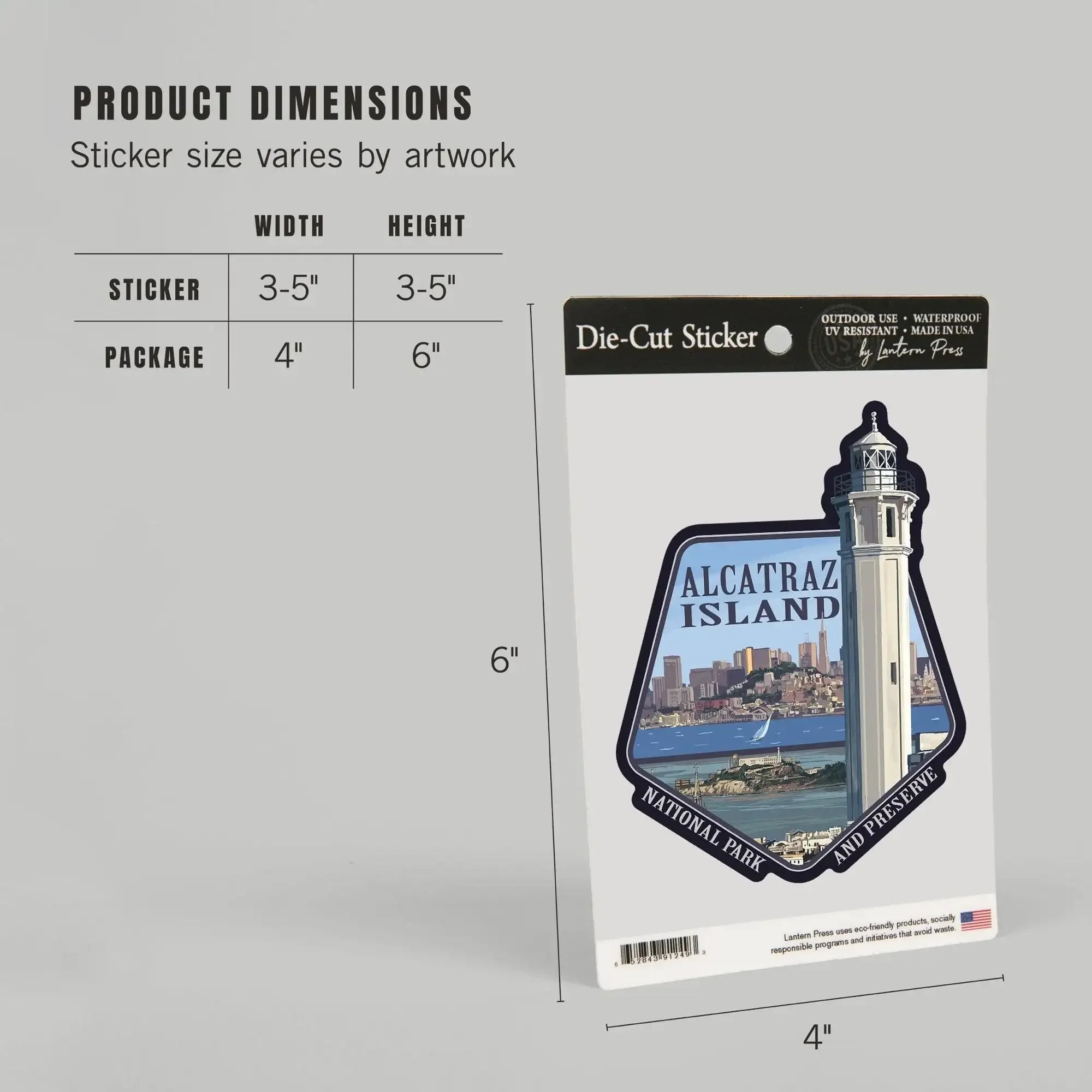 San Francisco, CA, Alcatraz Island and City, Contour, Lantern Press Ar