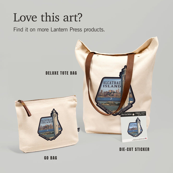 San Francisco, CA, Alcatraz Island and City,, Organic Cotton Zipper Pouch, Go Bag Go Bag Lantern Press 