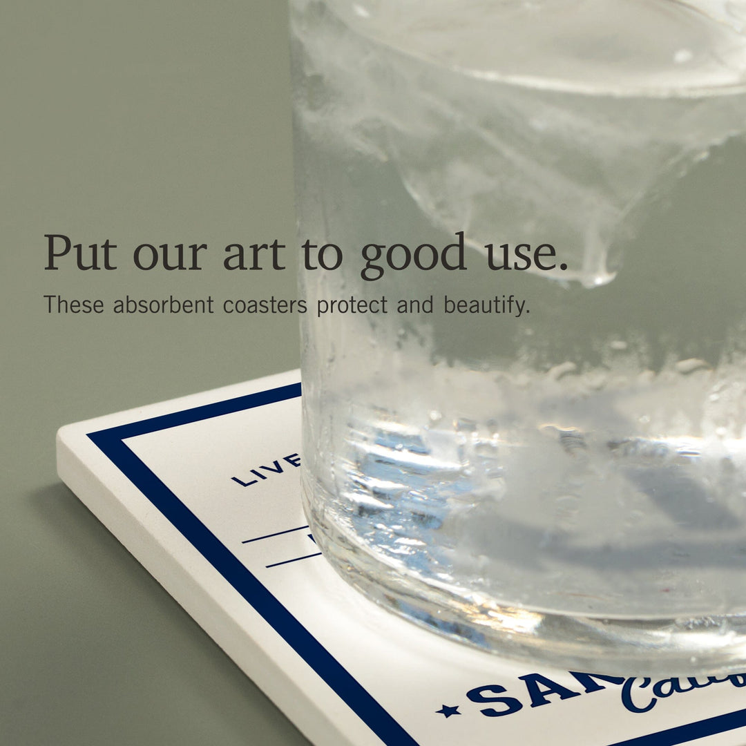 San Francisco, California, Blue and White Anchor, Coasters Coasters Lantern Press 