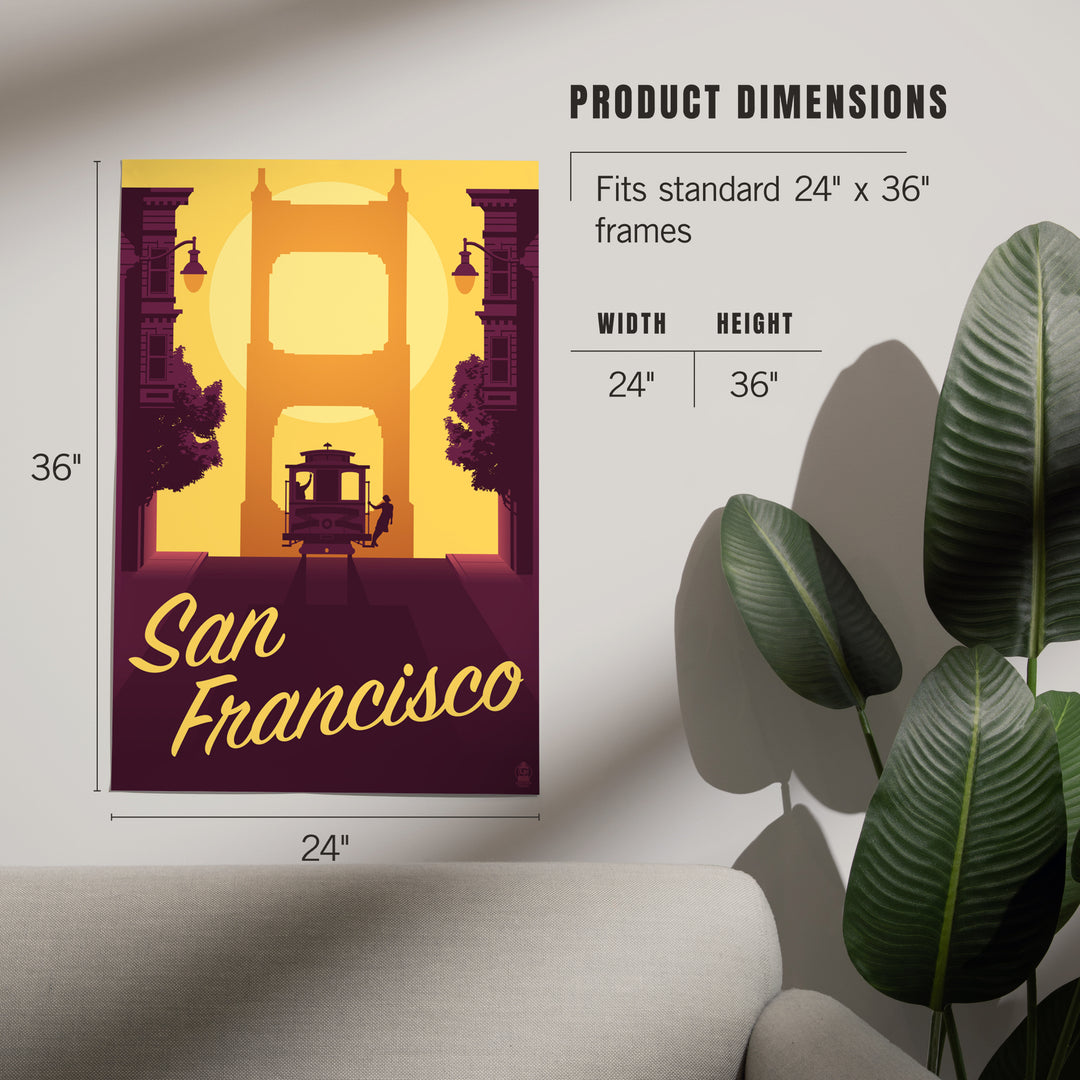 San Francisco, California, Cable Car and Sunset Bridge, Art & Giclee Prints Art Lantern Press 