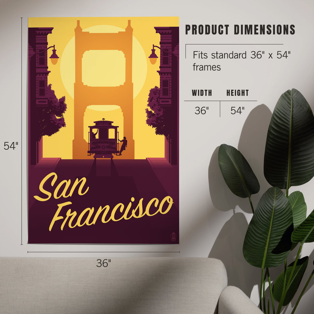 San Francisco, California, Cable Car and Sunset Bridge, Art & Giclee Prints Art Lantern Press 