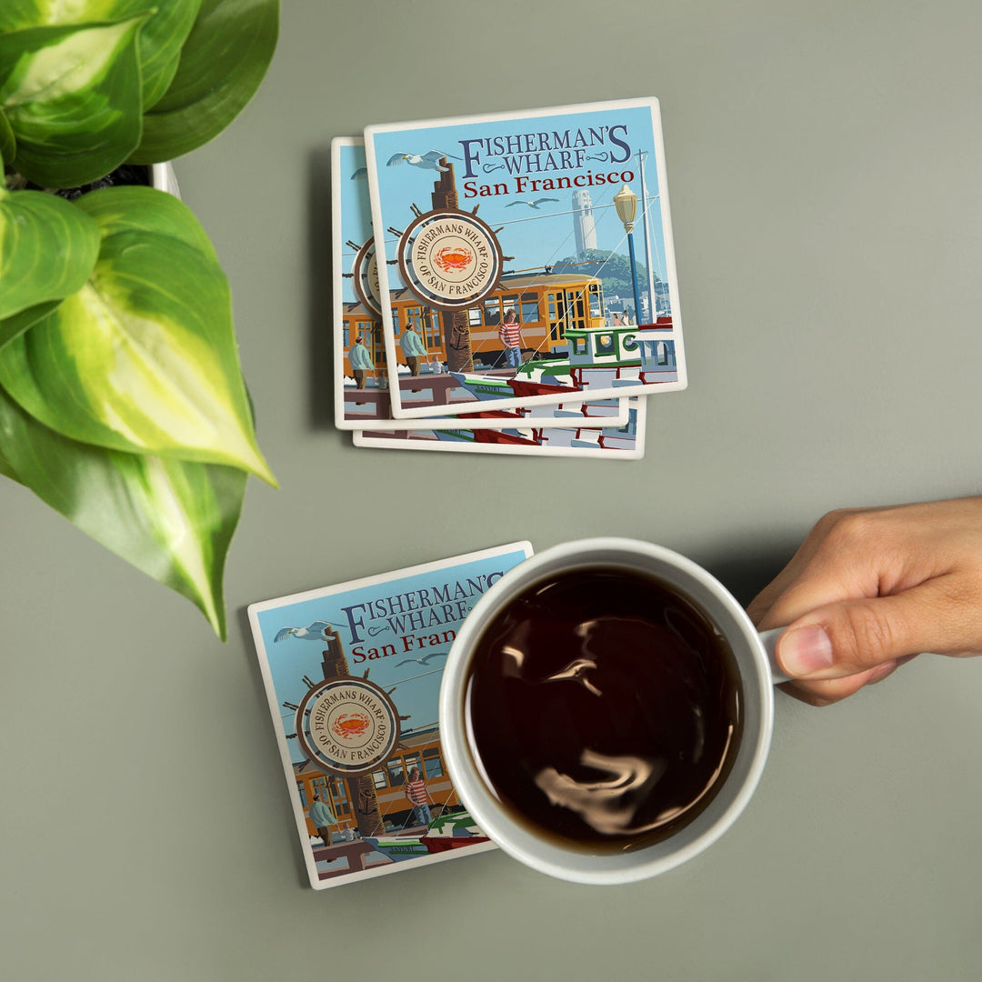 San Francisco, California, Fisherman's Wharf, Coasters Coasters Lantern Press 