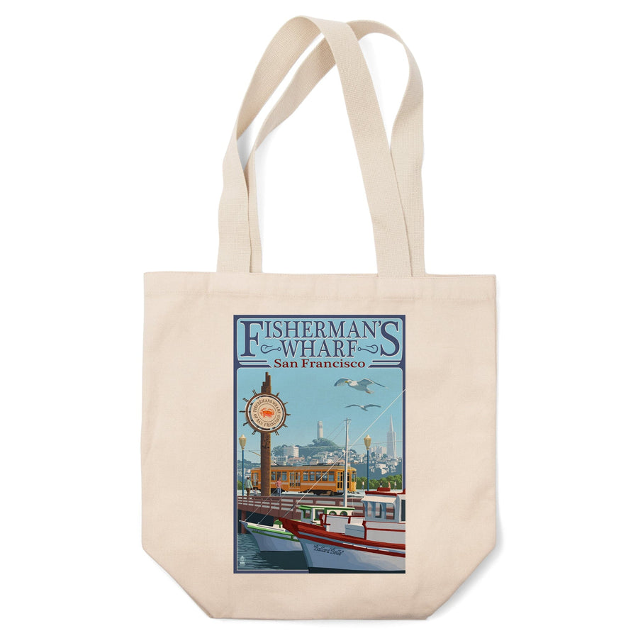 San Francisco, California, Fisherman's Wharf, Lantern Press Artwork, Tote Bag Totes Lantern Press 