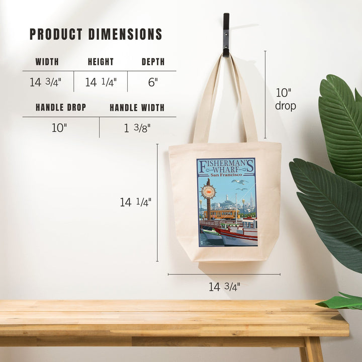 San Francisco, California, Fisherman's Wharf, Tote Bag Totes Lantern Press 