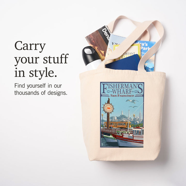 San Francisco, California, Fisherman's Wharf, Tote Bag Totes Lantern Press 