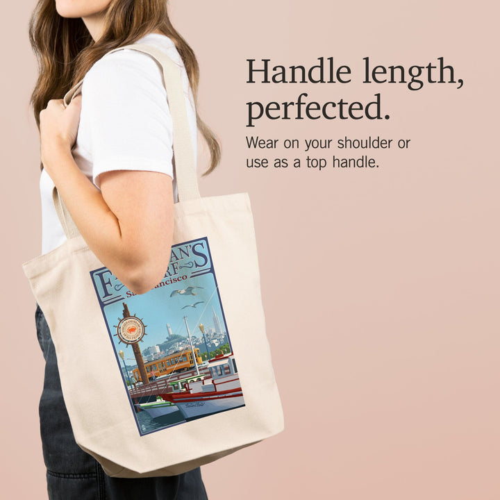 San Francisco, California, Fisherman's Wharf, Tote Bag Totes Lantern Press 