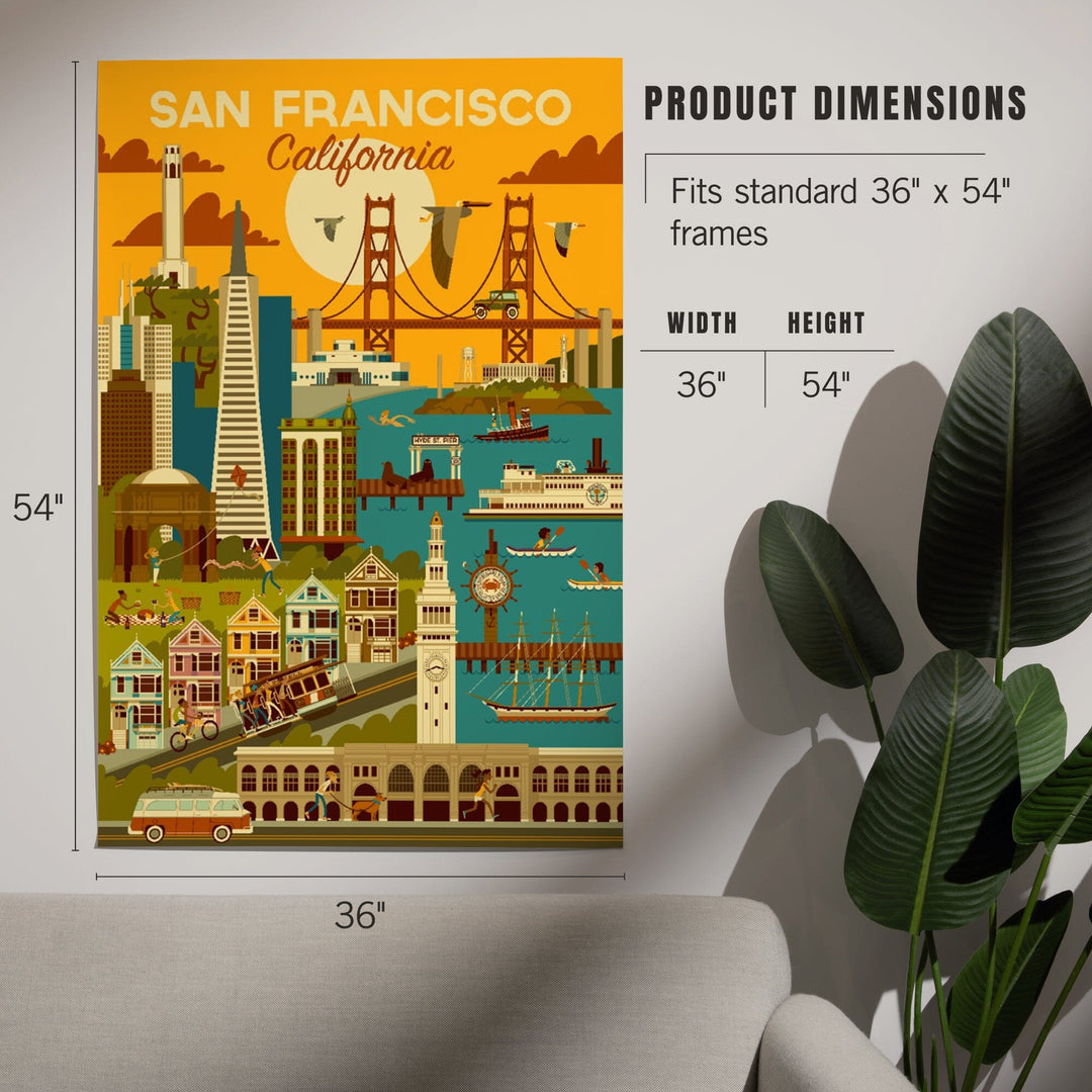 San Francisco, California, Geometric, Art & Giclee Prints Art Lantern Press 