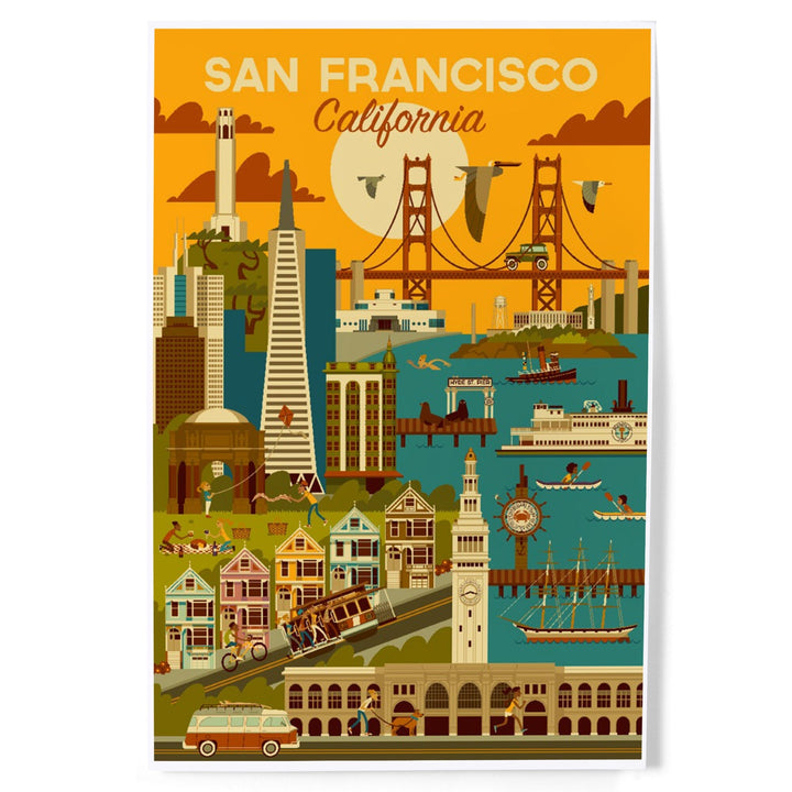 San Francisco, California, Geometric, Art & Giclee Prints Art Lantern Press 