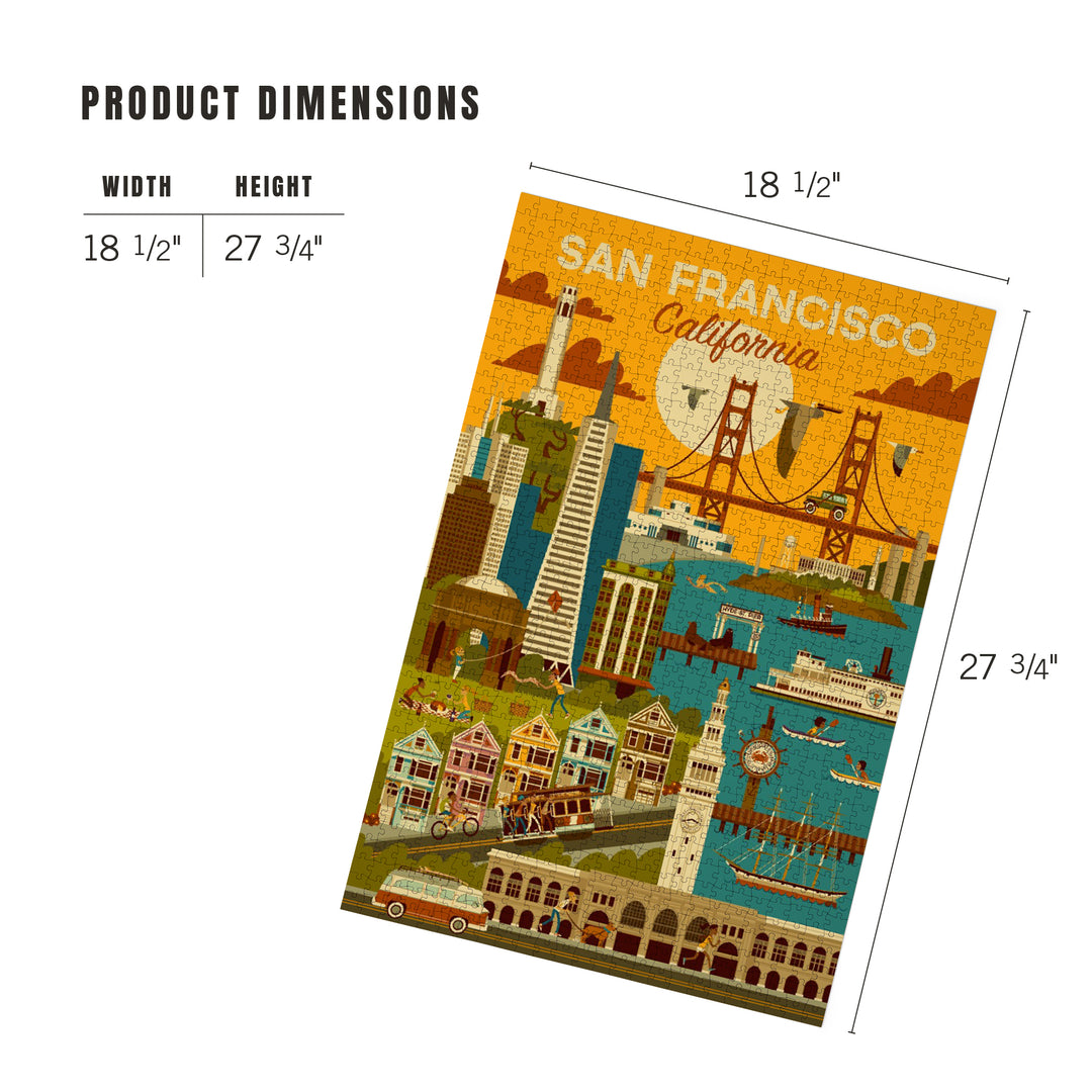 San Francisco, California, Geometric, Jigsaw Puzzle Puzzle Lantern Press 