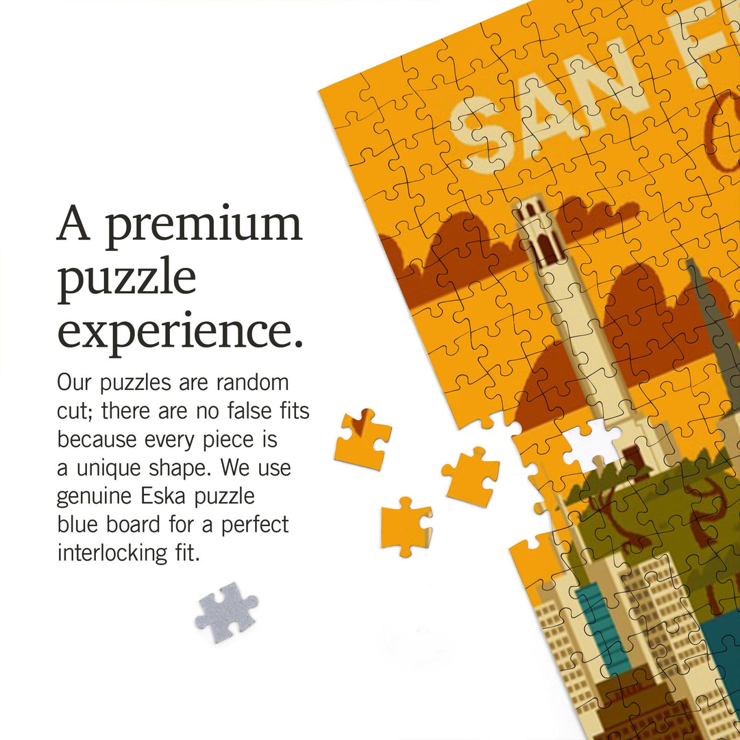 San Francisco, California, Geometric, Jigsaw Puzzle Puzzle Lantern Press 