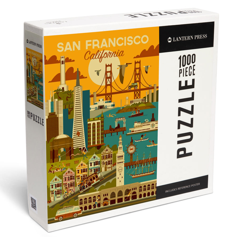 San Francisco, California, Geometric, Jigsaw Puzzle Puzzle Lantern Press 