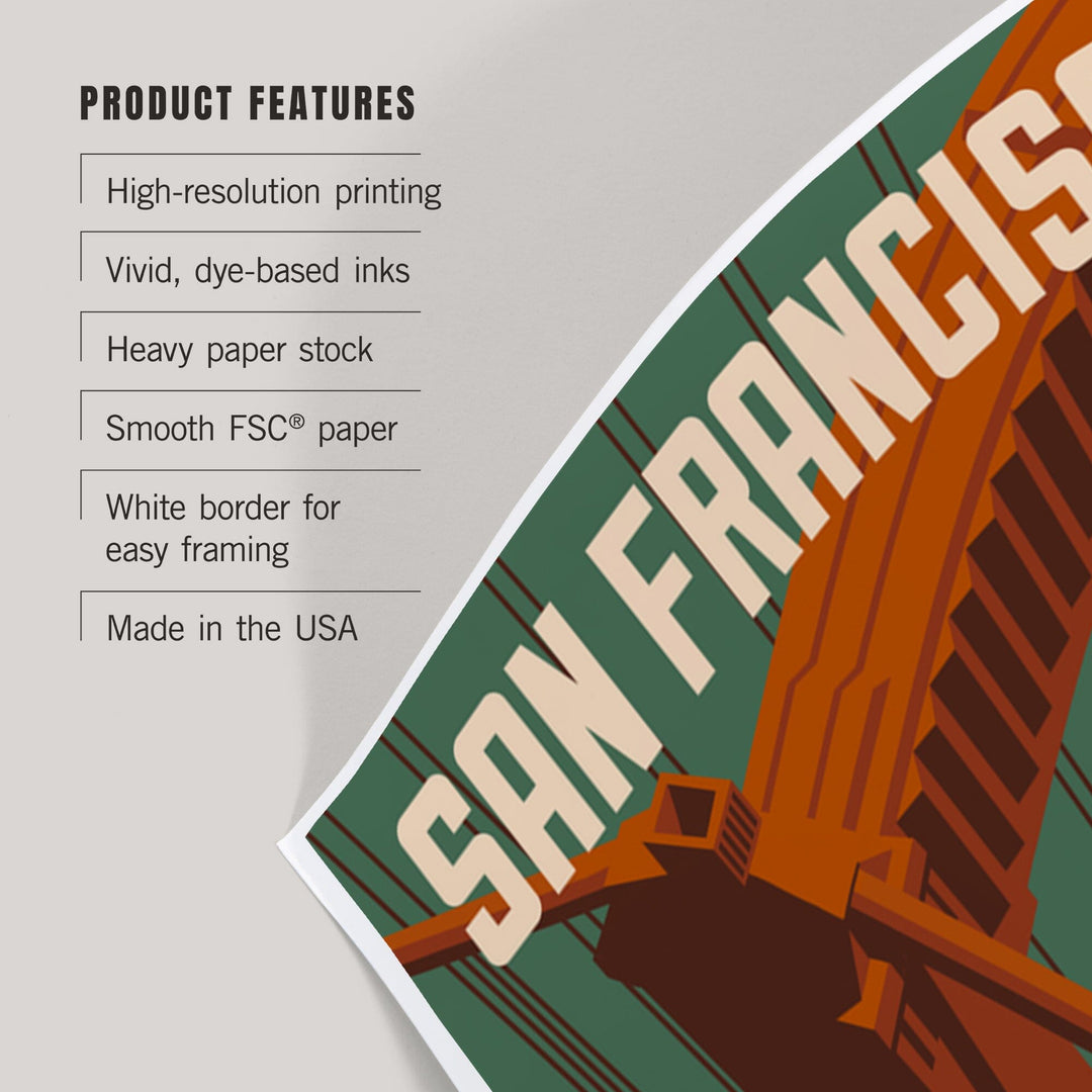 San Francisco, California, Golden Gate Bridge Aerial, Art & Giclee Prints Art Lantern Press 