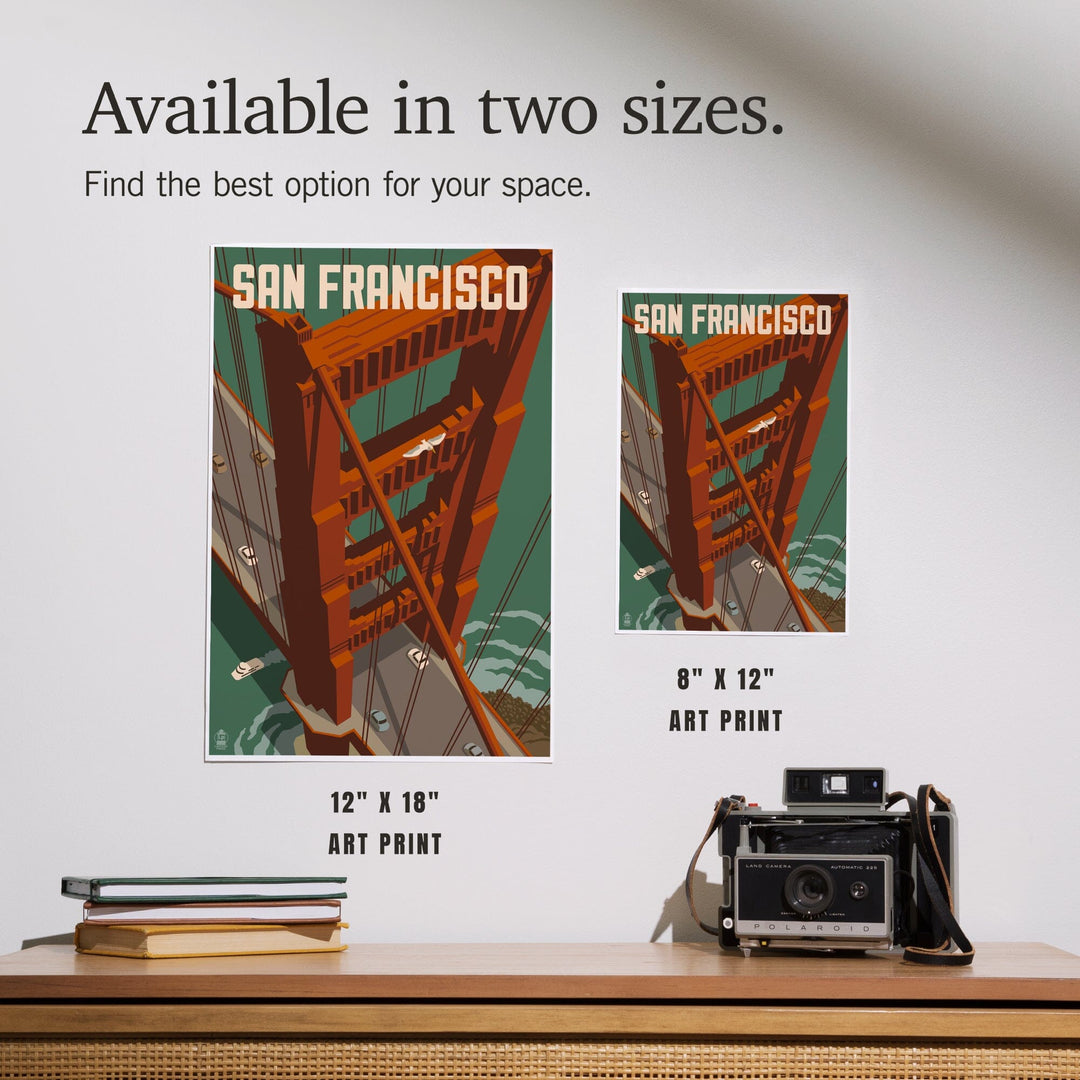 San Francisco, California, Golden Gate Bridge Aerial, Art & Giclee Prints Art Lantern Press 