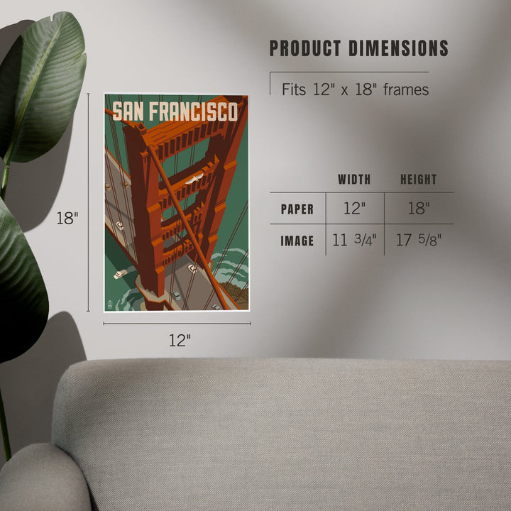 San Francisco, California, Golden Gate Bridge Aerial, Art & Giclee Prints Art Lantern Press 