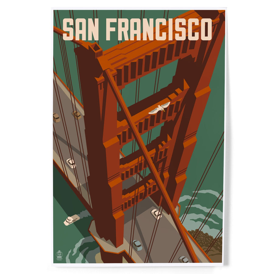 San Francisco, California, Golden Gate Bridge Aerial, Art & Giclee Prints Art Lantern Press 