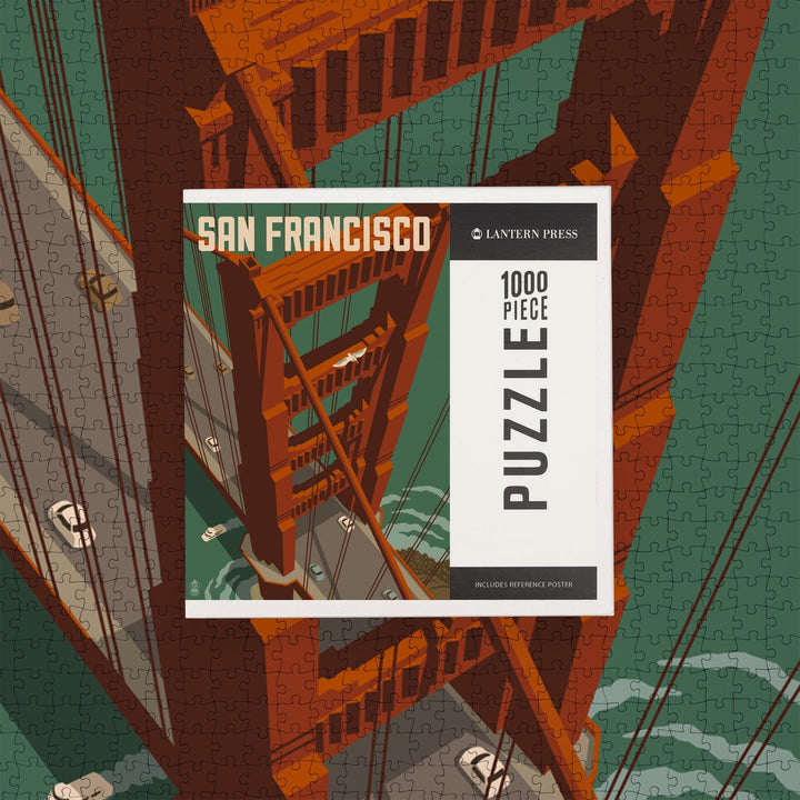 San Francisco, California, Golden Gate Bridge Aerial, Jigsaw Puzzle Puzzle Lantern Press 