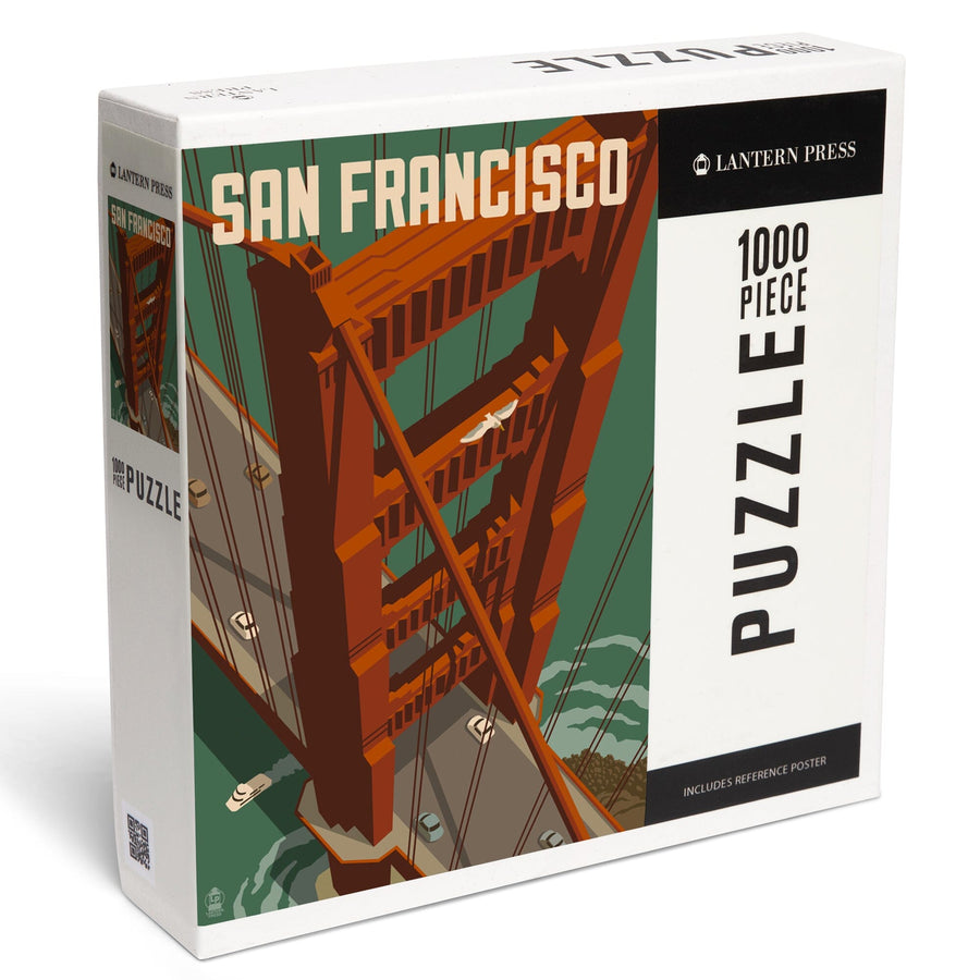 San Francisco, California, Golden Gate Bridge Aerial, Jigsaw Puzzle Puzzle Lantern Press 