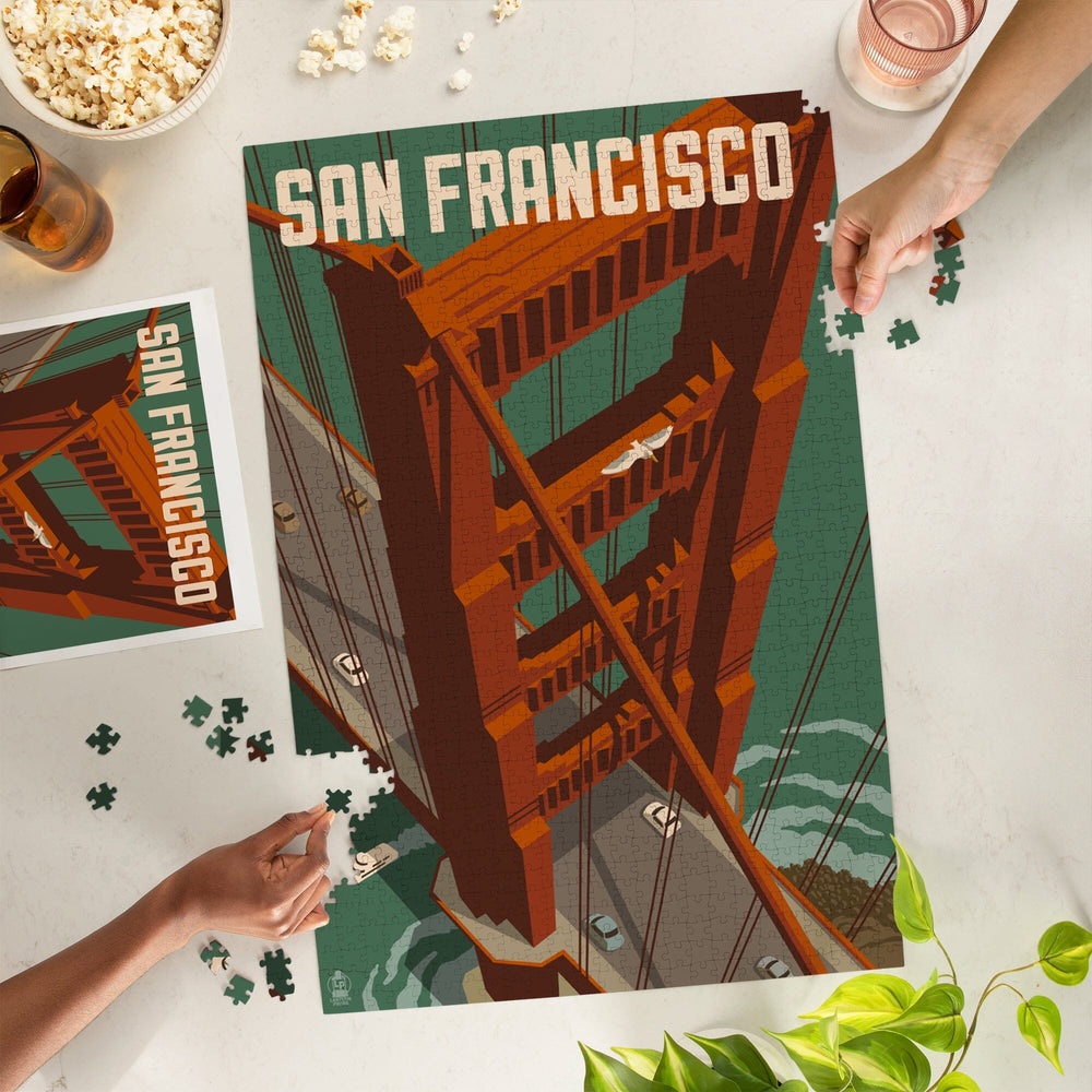 San Francisco, California, Golden Gate Bridge Aerial, Jigsaw Puzzle Puzzle Lantern Press 